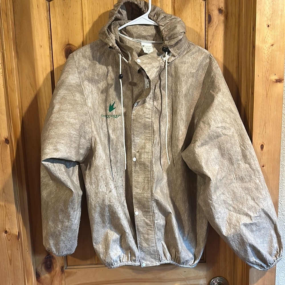 Frog Toggs Outerwear Tan Hooded Jacket with Embroidered Logo